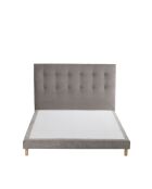 Ensemble sommier + tête de lit Eden chenille bouclettes Gris clair - 140x200 cm