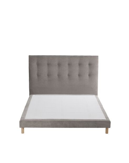 Ensemble sommier + tête de lit Eden chenille bouclettes Gris clair - 140x200 cm