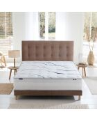 Sommier tapissier Eden moka, bois massif, chenille bouclettes - 140x200 cm