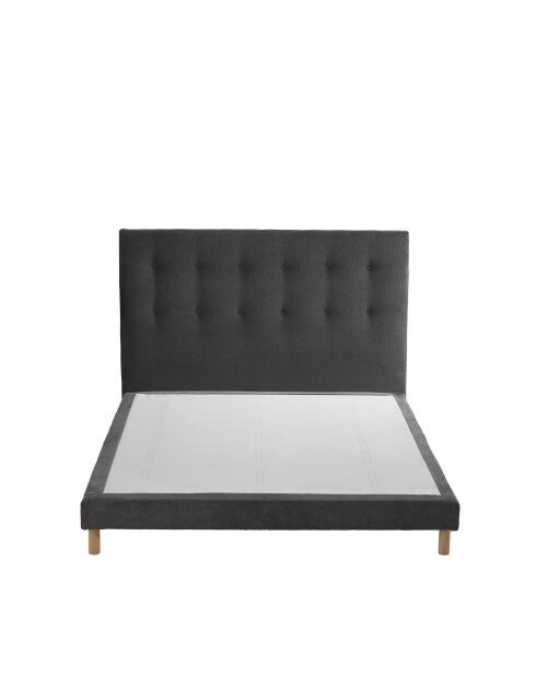 Ensemble sommier + tête de lit Eden chenille bouclettes Gris anthracite - 140x190 cm