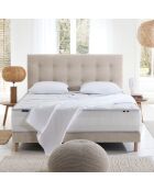 Sommier tapissier Eden crème, bois massif, chenille bouclettes - 140x190 cm