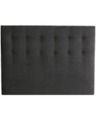 Tete de lit capitonnée Eden gris anthracite, chenille bouclettes - 140 cm