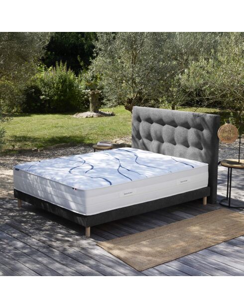 Tete de lit capitonnée Eden gris anthracite, chenille bouclettes - 140 cm