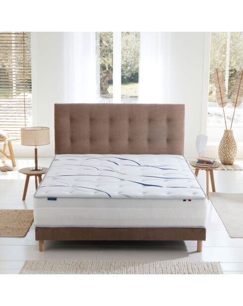 Ensemble sommier + tête de lit Eden chenille bouclettes Moka - 180x200 cm