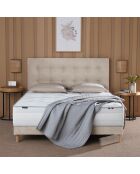 Tete de lit capitonnée Eden crème, chenille bouclettes - 180 cm