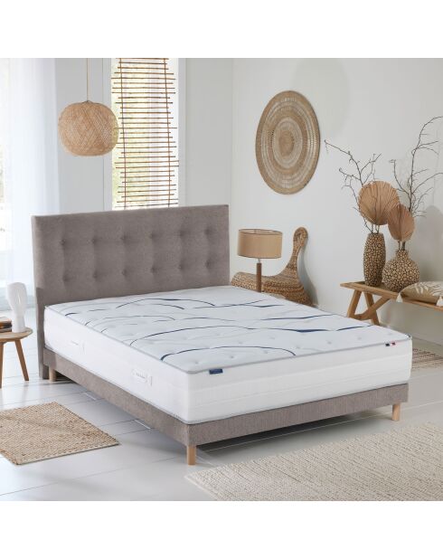 Tete de lit capitonnée Eden gris clair, chenille bouclettes - 140 cm