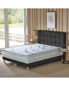 Sommier tapissier Eden gris anthracite, bois massif, chenille bouclettes - 140x190 cm