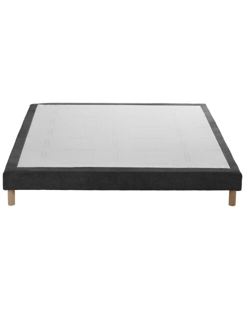 Sommier tapissier Eden gris anthracite, bois massif, chenille bouclettes - 140x190 cm