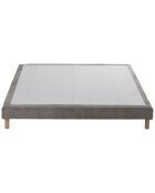 Sommier tapissier Eden gris clair, bois massif, chenille bouclettes - 140x200 cm
