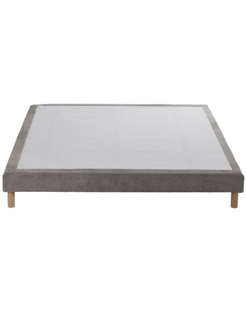 Sommier tapissier Eden gris clair, bois massif, chenille bouclettes - 140x200 cm