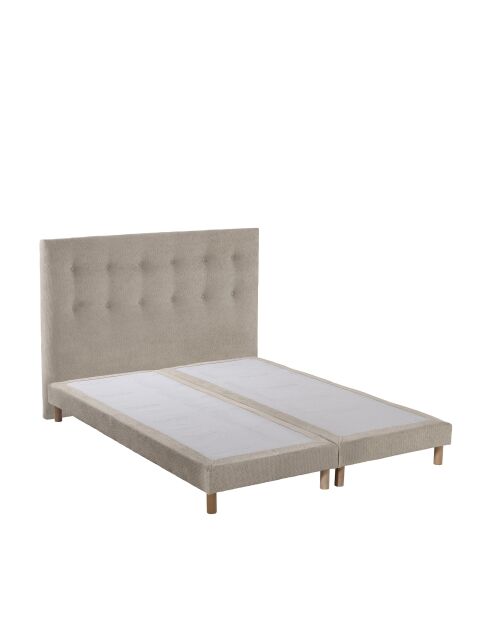 Ensemble sommier + tête de lit Eden chenille bouclettes Crème - 2x80x200 cm