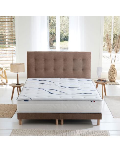 Ensemble matelas mousse HD SERENA + sommier, chenille bouclettes Moka - 160x200 cm