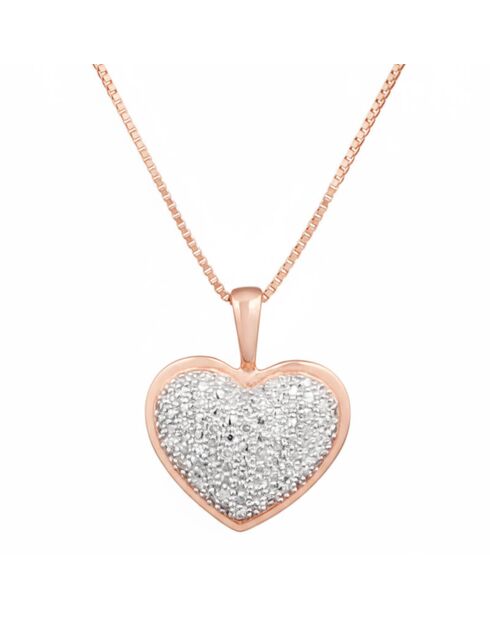 Pendentif Coeur Diamants or rose