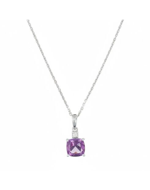 Tonga Diamonds & Amethyst witgouden hanger