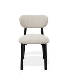 2 Chaises LUMI tissu bouclette crème pieds noirs – 49x57.5x77cm