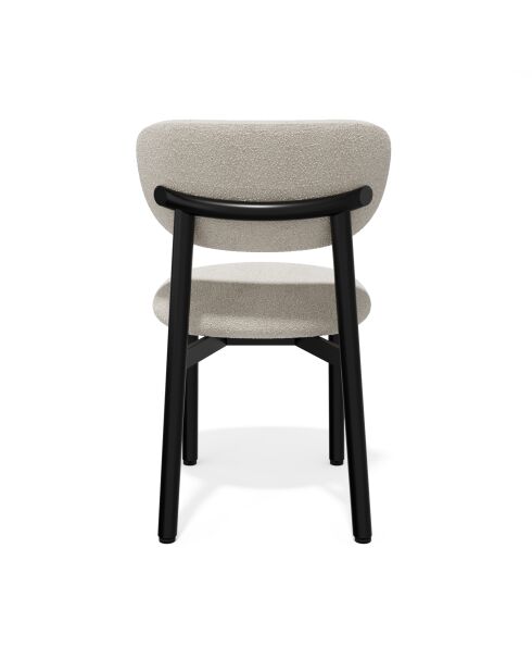 2 Chaises LUMI tissu bouclette crème pieds noirs – 49x57.5x77cm