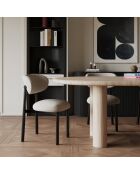 2 Chaises LUMI tissu bouclette crème pieds noirs – 49x57.5x77cm