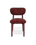 2 Chaises LUMI velours texturé bordeaux pieds bordeaux – 49x57.5x77cm