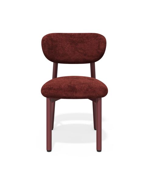 2 Chaises LUMI velours texturé bordeaux pieds bordeaux – 49x57.5x77cm