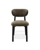 2 Chaises LUMI velours chenillé brun expresso pieds noirs – 49x57.5x77cm