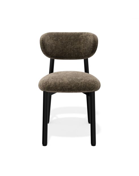 2 Chaises LUMI velours chenillé brun expresso pieds noirs – 49x57.5x77cm