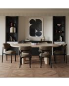 2 Chaises LUMI velours chenillé brun expresso pieds noirs – 49x57.5x77cm