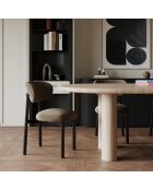 2 Chaises LUMI velours chenillé brun expresso pieds noirs – 49x57.5x77cm