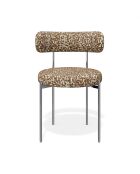 2 Chaises ADELE tissu tramé à motifs brun pieds chrome – 52x45.5x76.5 cm