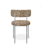 2 Chaises ADELE tissu tramé à motifs brun pieds chrome – 52x45.5x76.5 cm