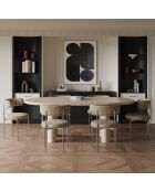 2 Chaises ADELE tissu tramé à motifs brun pieds chrome – 52x45.5x76.5 cm