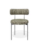 2 Chaises ADELE tissu tramé à motifs kaki pieds chrome – 52x45.5x76.5 cm