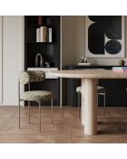 2 Chaises ADELE tissu tramé à motifs kaki pieds chrome – 52x45.5x76.5 cm