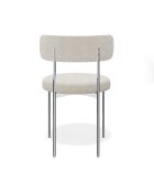 2 Chaises ADELE tissu bouclette crème pieds chrome – 52x45.5x76.5 cm