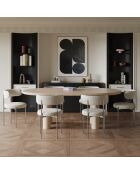 2 Chaises ADELE tissu bouclette crème pieds chrome – 52x45.5x76.5 cm