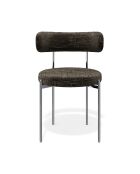 2 Chaises ADELE velours tramé brun expresso pieds chrome – 52x45.5x76.5 cm