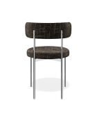 2 Chaises ADELE velours tramé brun expresso pieds chrome – 52x45.5x76.5 cm
