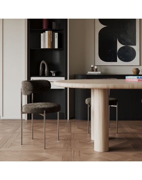 2 Chaises ADELE velours tramé brun expresso pieds chrome – 52x45.5x76.5 cm