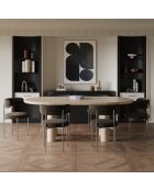 2 Chaises ADELE velours tramé brun expresso pieds chrome – 52x45.5x76.5 cm