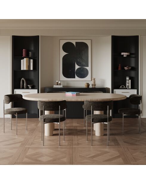 2 Chaises ADELE velours tramé brun expresso pieds chrome – 52x45.5x76.5 cm