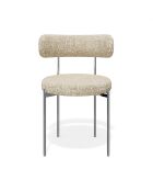 2 Chaises ADELE tissu tramé à motifs beige pieds chrome – 52x45.5x76.5 cm