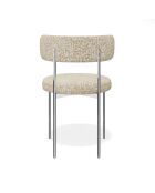 2 Chaises ADELE tissu tramé à motifs beige pieds chrome – 52x45.5x76.5 cm