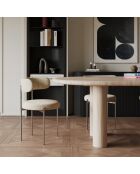 2 Chaises ADELE tissu tramé à motifs beige pieds chrome – 52x45.5x76.5 cm