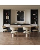 2 Chaises ADELE tissu tramé à motifs beige pieds chrome – 52x45.5x76.5 cm