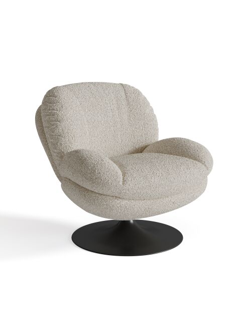 Fauteuil pivotant Replay en bouclette crème 85x84x85cm