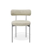 2 Chaises ADELE velours tramé crème pieds chrome – 52x45.5x76.5 cm