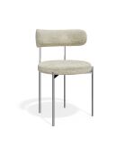 2 Chaises ADELE velours tramé crème pieds chrome – 52x45.5x76.5 cm