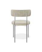 2 Chaises ADELE velours tramé crème pieds chrome – 52x45.5x76.5 cm