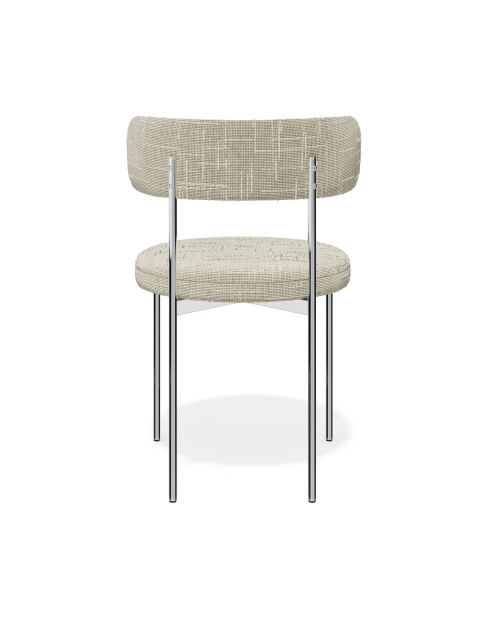 2 Chaises ADELE velours tramé crème pieds chrome – 52x45.5x76.5 cm