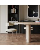 2 Chaises ADELE velours tramé crème pieds chrome – 52x45.5x76.5 cm