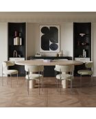 2 Chaises ADELE velours tramé crème pieds chrome – 52x45.5x76.5 cm